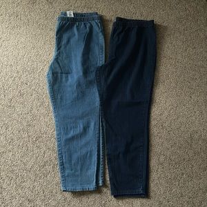 Denim pants, 2 included in pack. Different finishes.